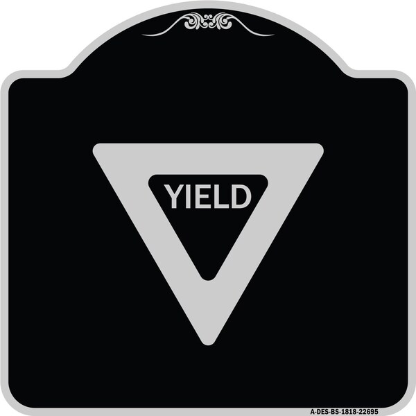 Signmission Designer Series Sign-Yield, Black & Silver Heavy-Gauge Aluminum Sign, 18" x 18", BS-1818-22695 A-DES-BS-1818-22695 - main